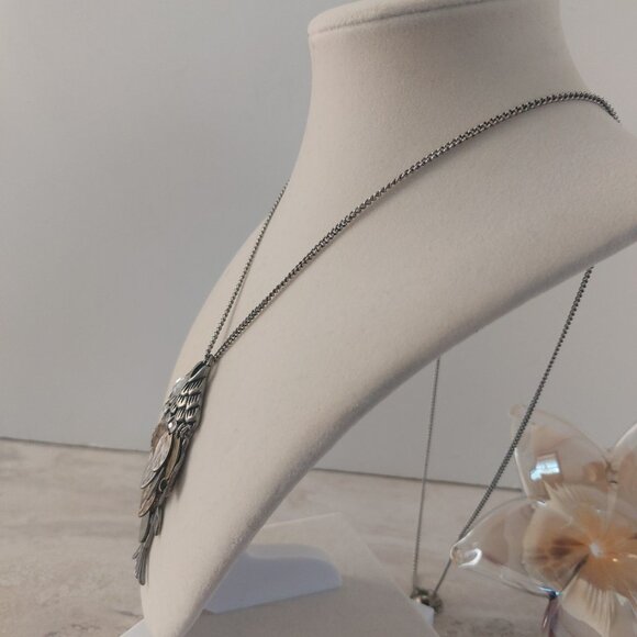 Necklace Fish Pendant Long Silver Tone Rhinestones American Eagle Outfitters - Picture 3 of 14